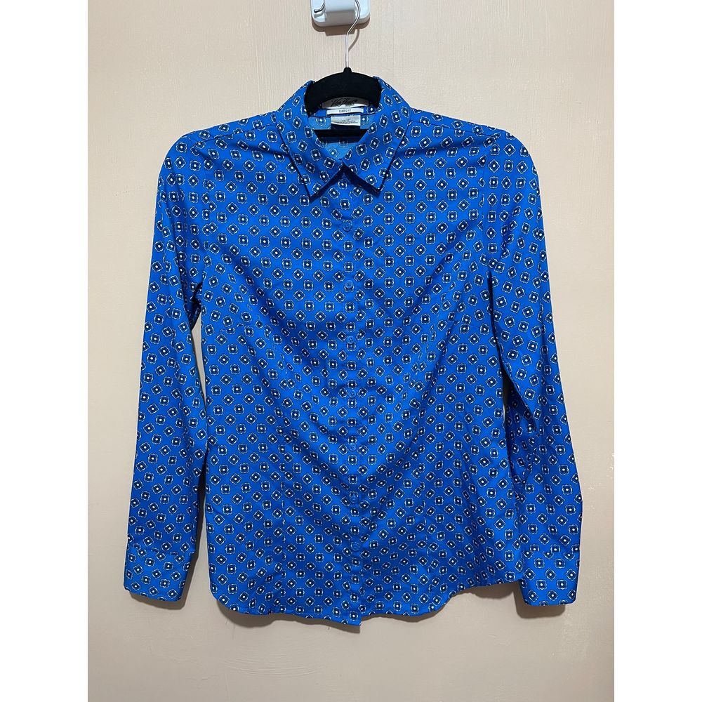 Van Heusen Originals Blue Floral Print Classic‎ Fit Button Down Shirt XS